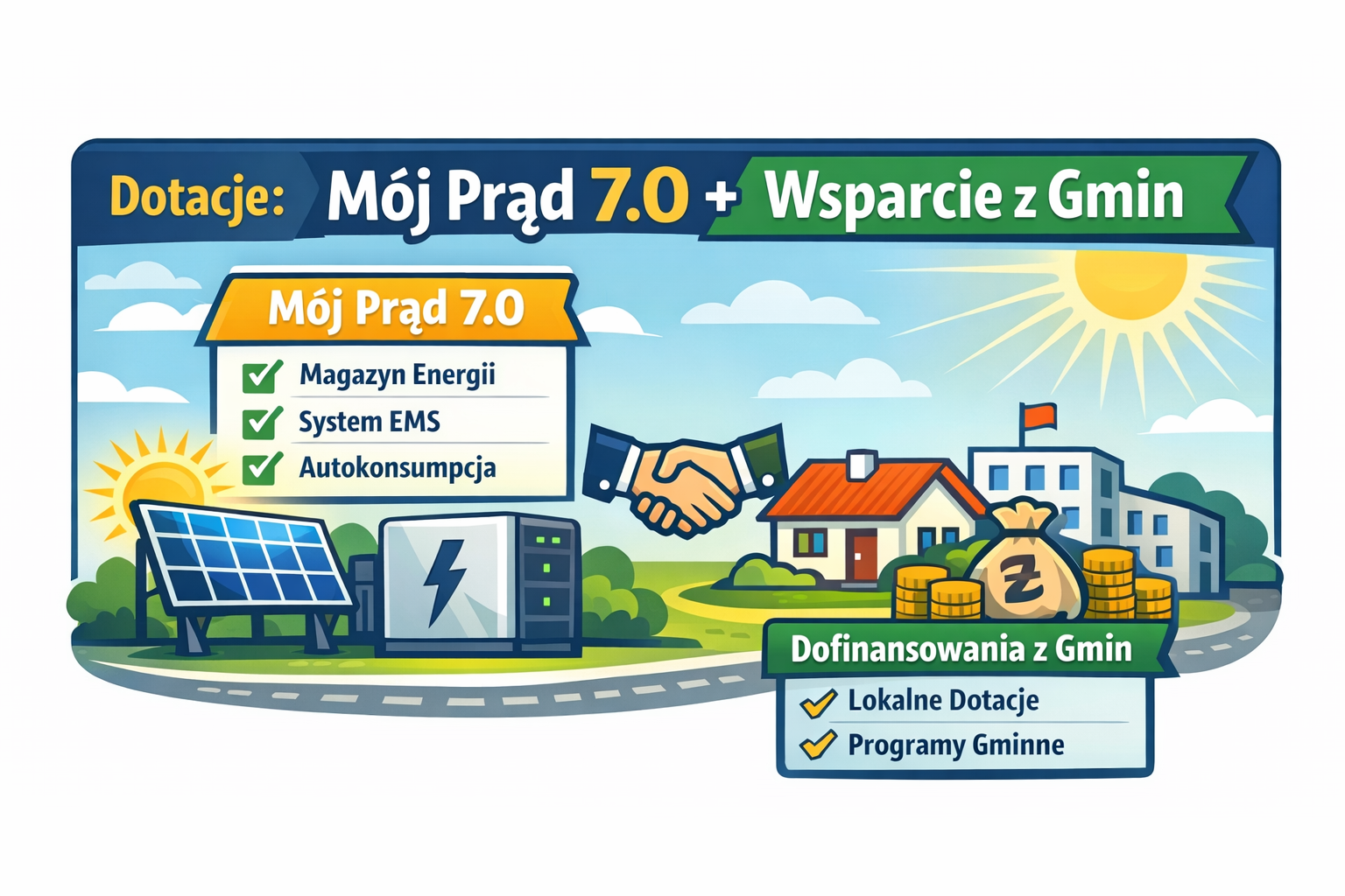 Dotacje Mój Prąd 7.0 i wsparcie z gmin — infografika