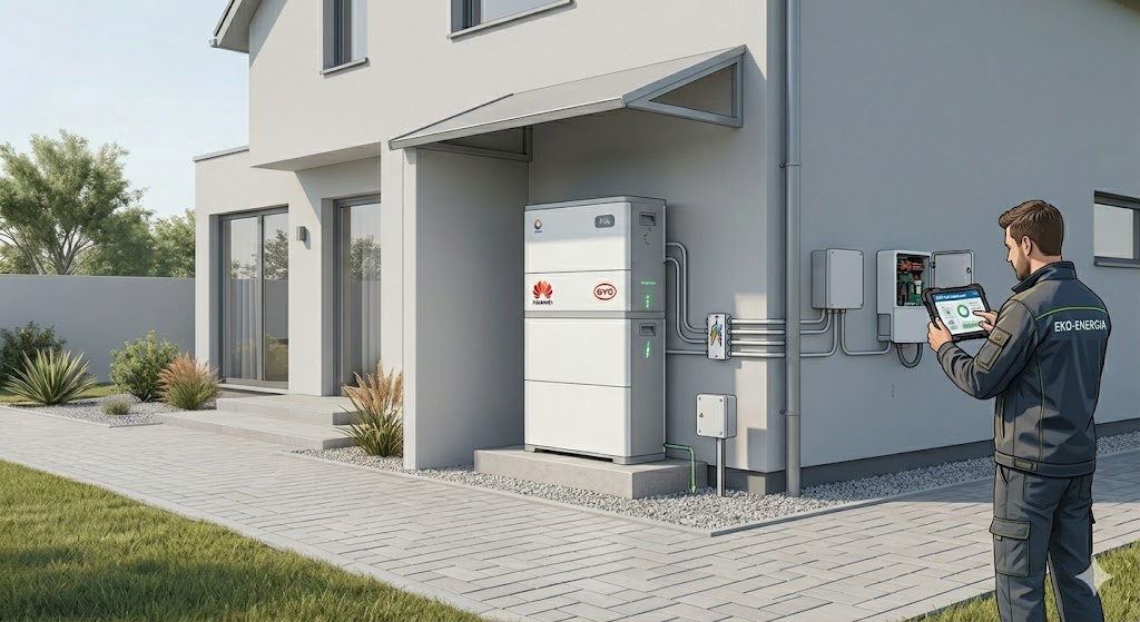 Montaż magazynu energii na zewnątrz budynku